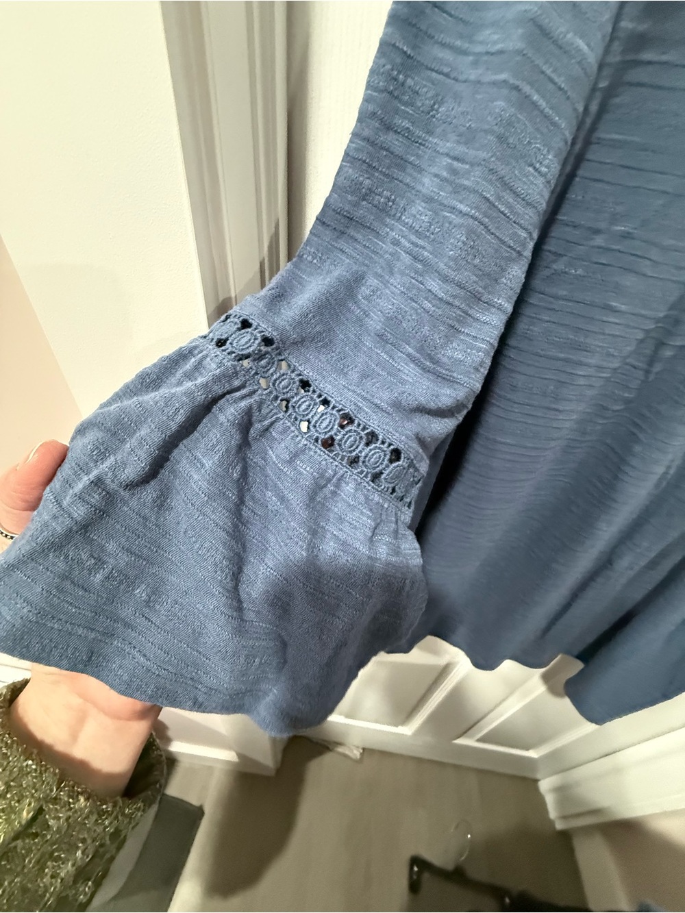 Style & Co. Blue Scoop Neck Tunic with White Embroidery - Picture 7 of 8